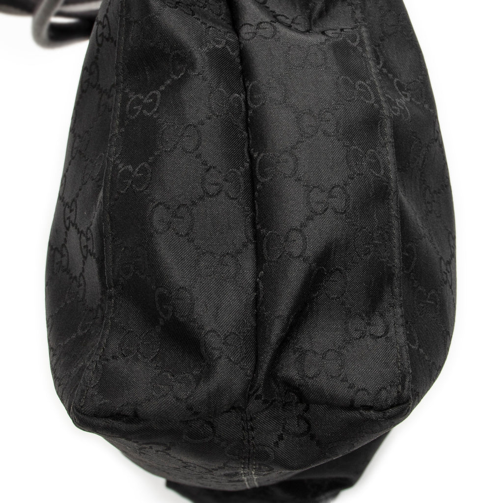 Shoulder Bag Square Web Shopper Black Monogrammed Nylon Canvas