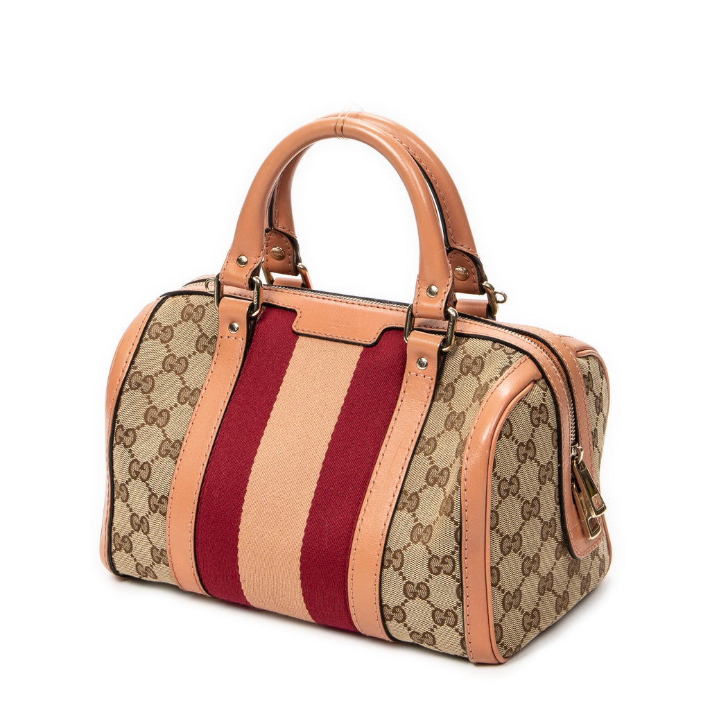 Shoulder Bag Small Web Joy Boston Pink Monogrammed Canvas