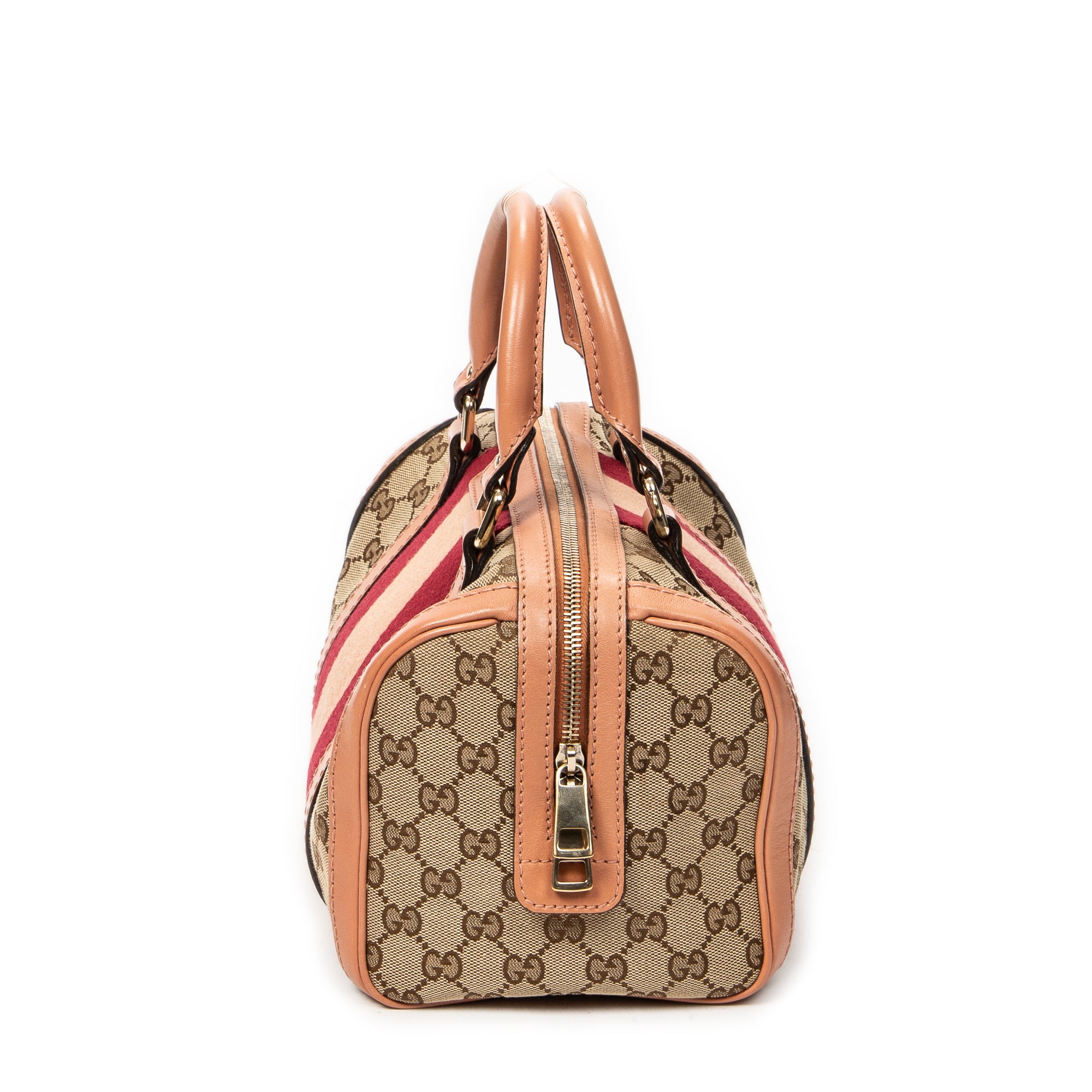 Shoulder Bag Small Web Joy Boston Pink Monogrammed Canvas