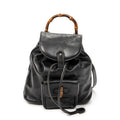 Backpack Mini Bamboo Backpack Black Calfskin Leather