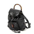 Backpack Mini Bamboo Backpack Black Calfskin Leather