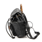 Backpack Mini Bamboo Backpack Black Calfskin Leather
