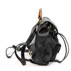 Backpack Mini Bamboo Backpack Black Calfskin Leather