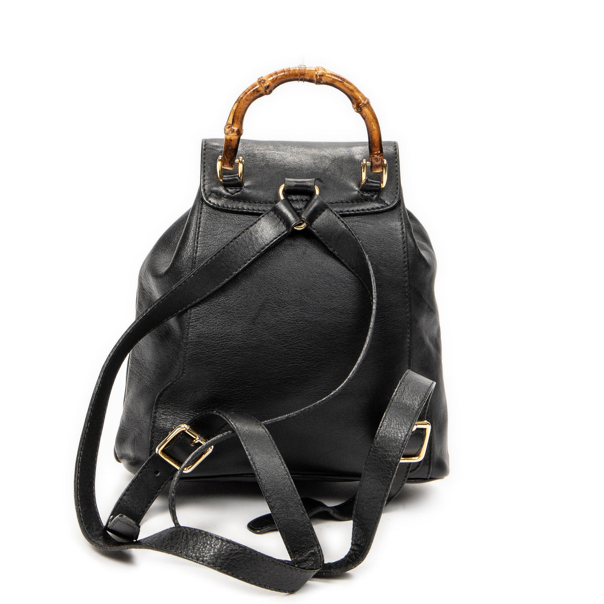 Backpack Mini Bamboo Backpack Black Calfskin Leather