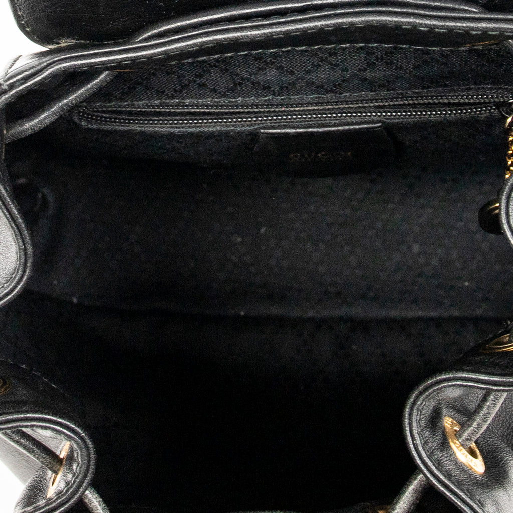 Backpack Mini Bamboo Backpack Black Calfskin Leather