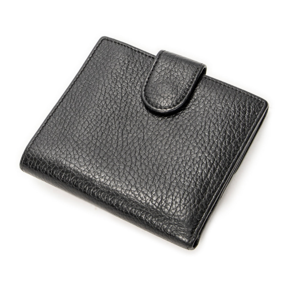 Wallet Interlocking G Compact French Wallet Black Grained Calfskin Leather