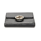 Wallet Interlocking G Compact French Wallet Black Grained Calfskin Leather