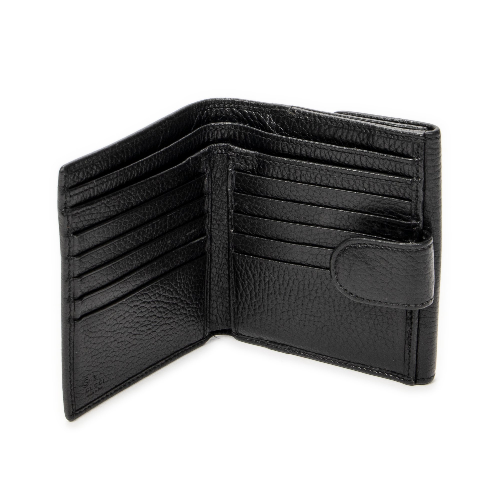 Wallet Interlocking G Compact French Wallet Black Grained Calfskin Leather