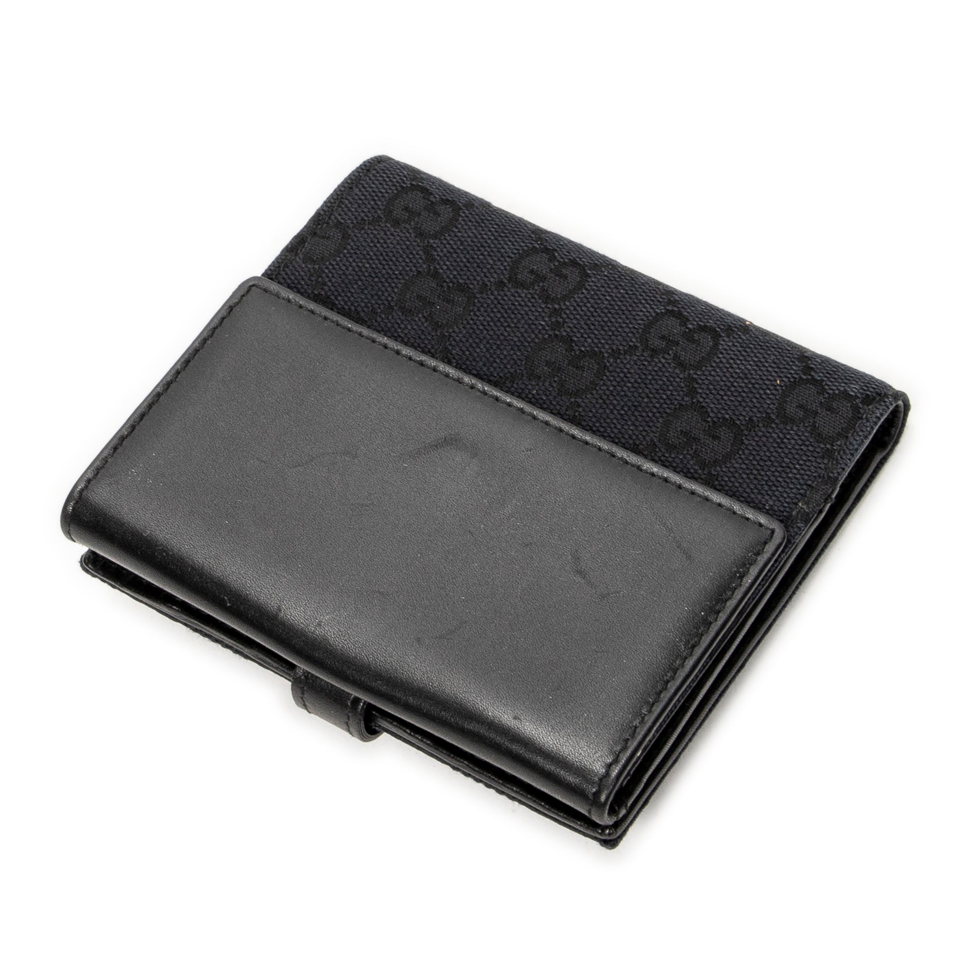Wallet Jackie Compact Wallet Black Monogrammed Canvas