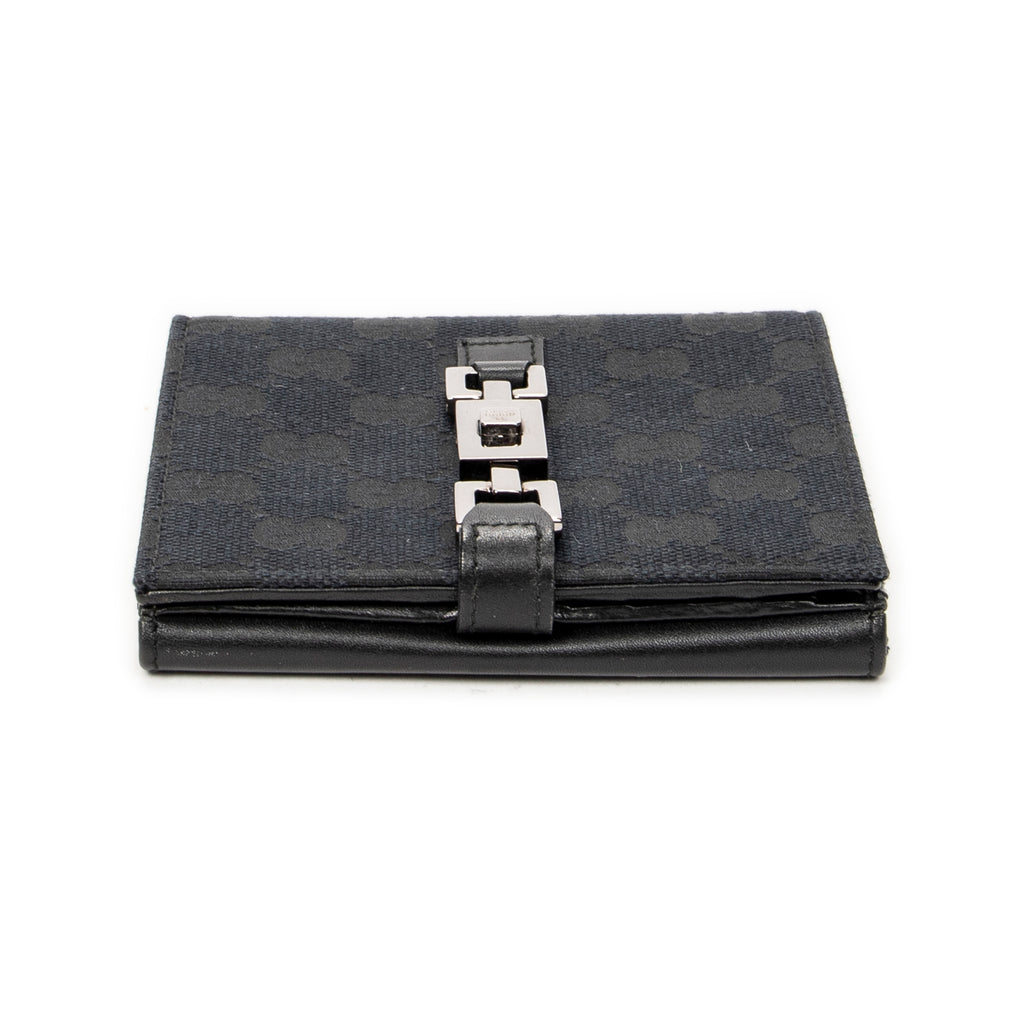 Wallet Jackie Compact Wallet Black Monogrammed Canvas