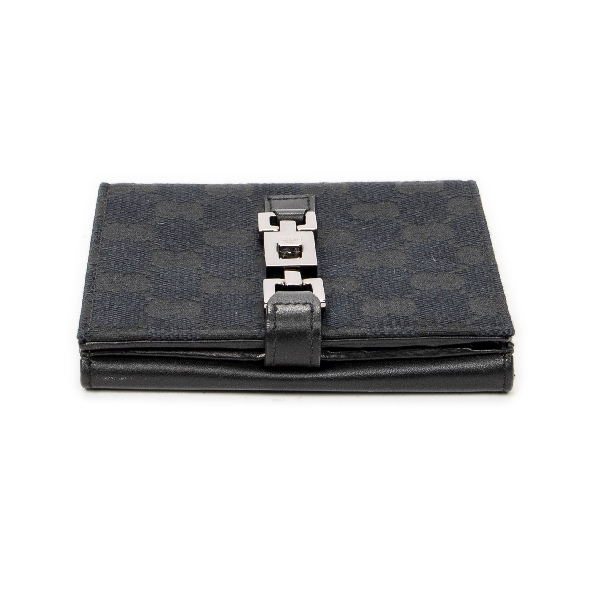 Wallet Jackie Compact Wallet Black Monogrammed Canvas