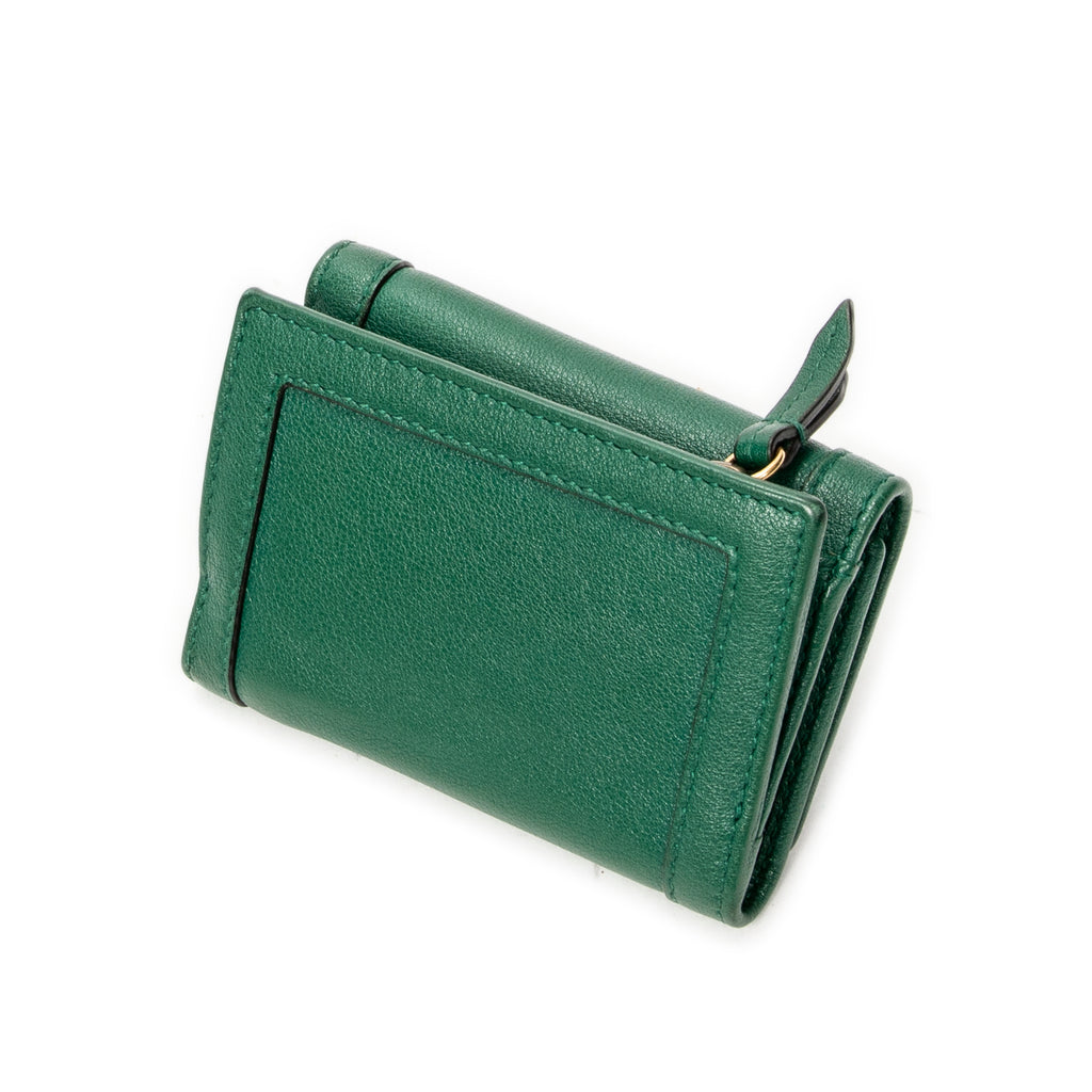 Wallet GG Diana Bamboo Trifold Wallet Green Calfskin Leather