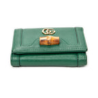 Wallet GG Diana Bamboo Trifold Wallet Green Calfskin Leather