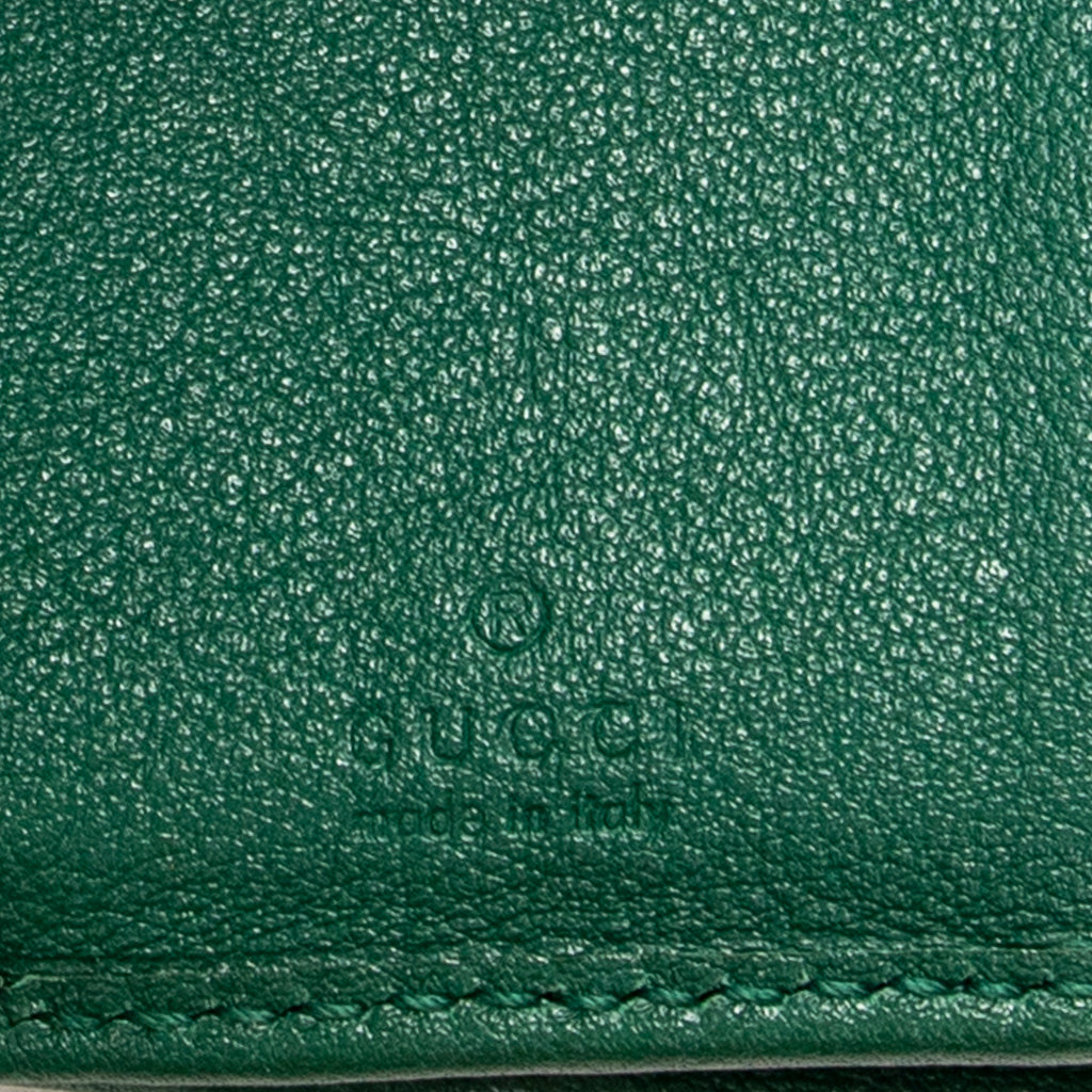 Wallet GG Diana Bamboo Trifold Wallet Green Calfskin Leather