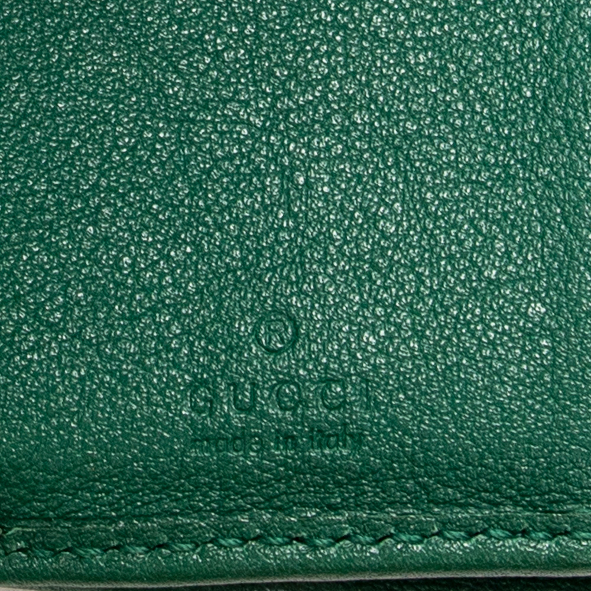 Wallet GG Diana Bamboo Trifold Wallet Green Calfskin Leather
