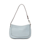 Shoulder Bag Mini Zip Hobo Light Blue Grained Calfskin Leather