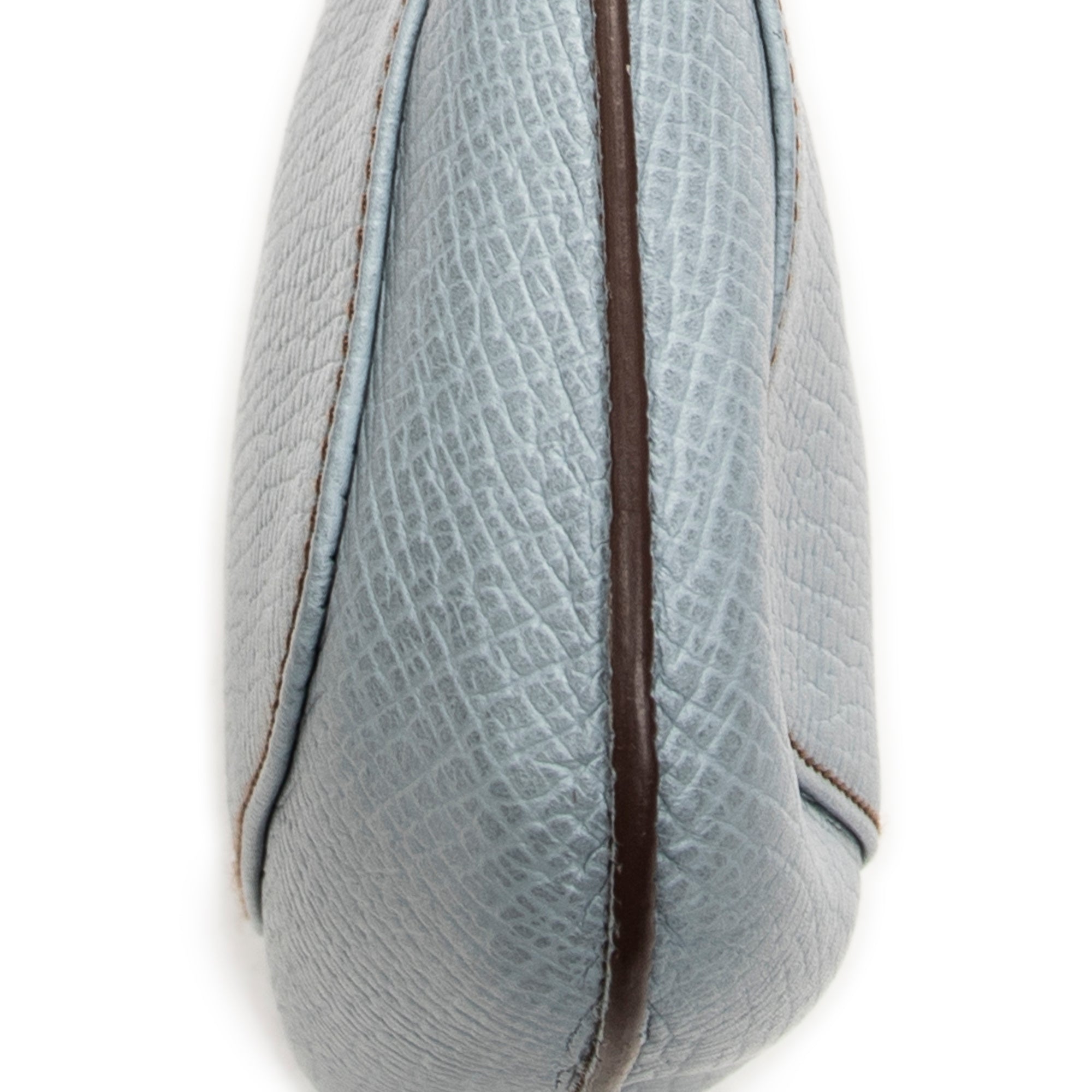 Shoulder Bag Mini Zip Hobo Light Blue Grained Calfskin Leather