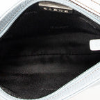 Shoulder Bag Mini Zip Hobo Light Blue Grained Calfskin Leather
