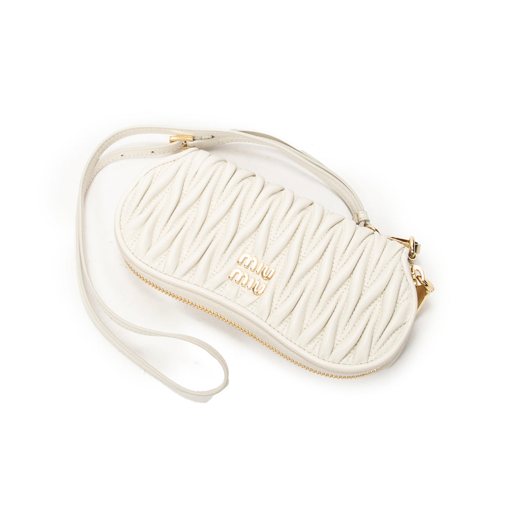 Pouch Glasses Pouch White Nappa Matelasse Leather