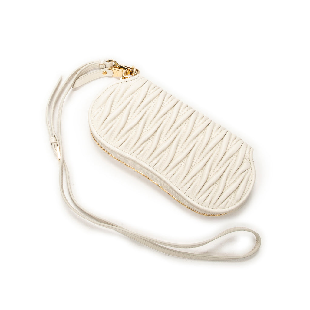 Pouch Glasses Pouch White Nappa Matelasse Leather