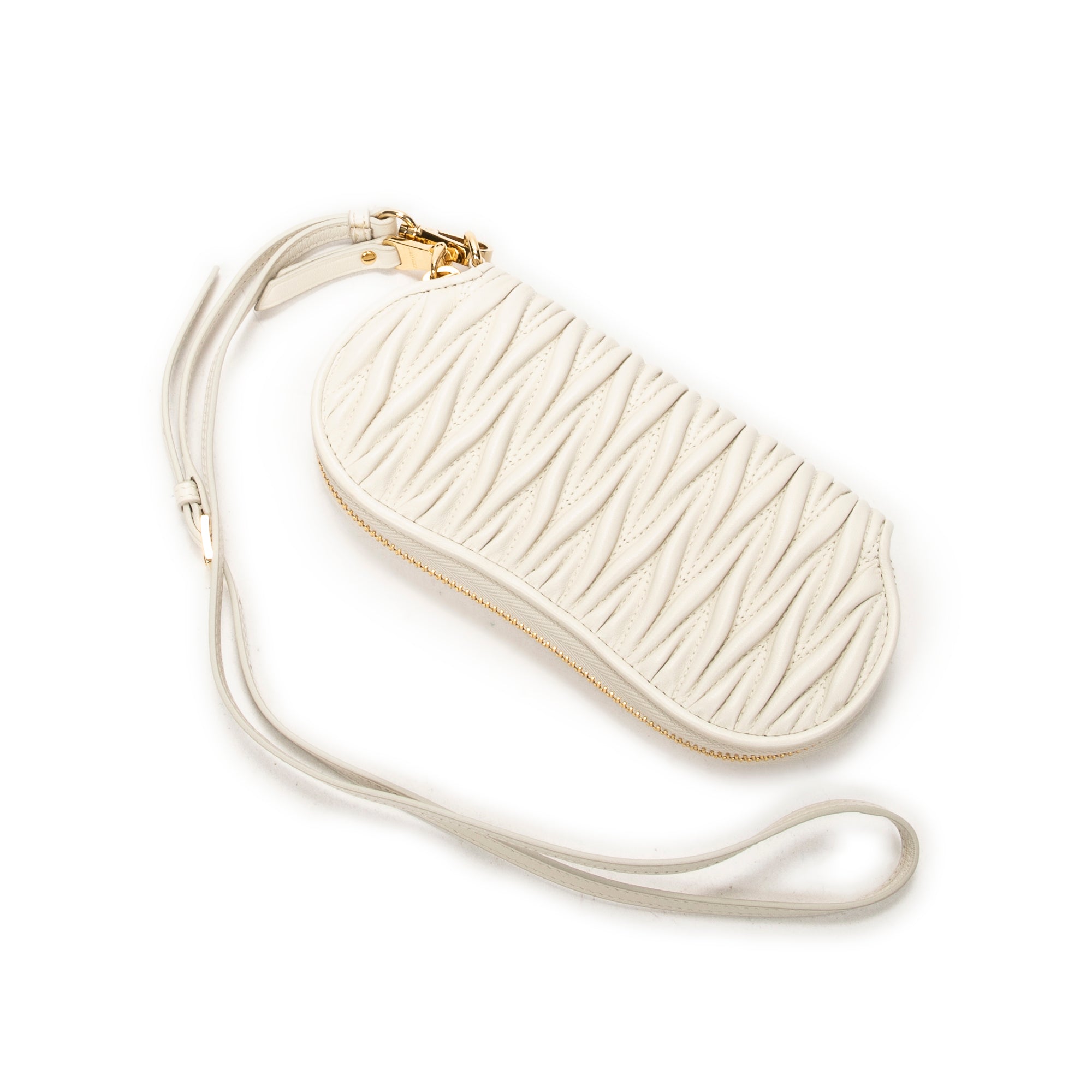 Pouch Glasses Pouch White Nappa Matelasse Leather