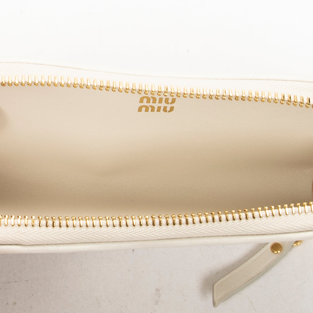 Pouch Glasses Pouch White Nappa Matelasse Leather