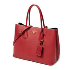 Shoulder Bag Cuir Double Handle Tote Red Saffiano Leather
