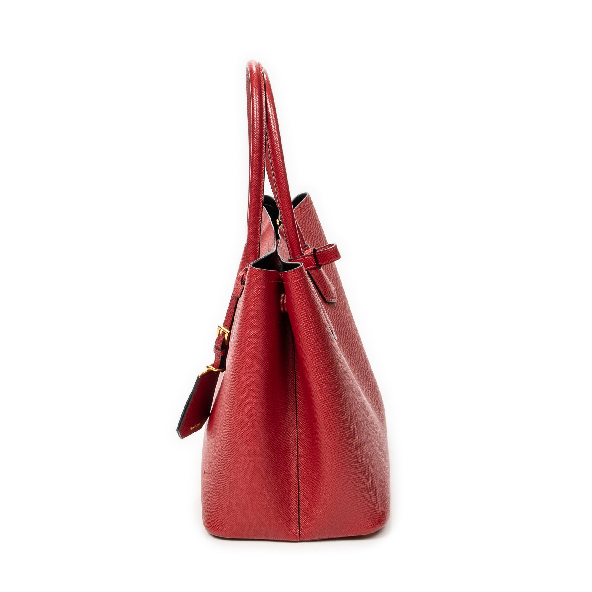 Shoulder Bag Cuir Double Handle Tote Red Saffiano Leather
