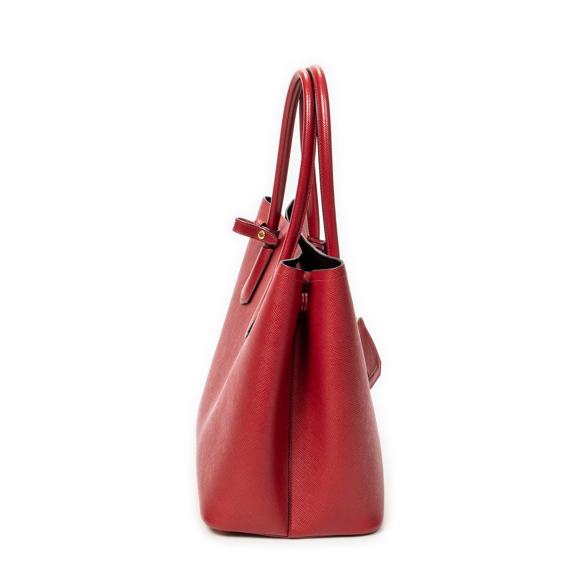 Shoulder Bag Cuir Double Handle Tote Red Saffiano Leather