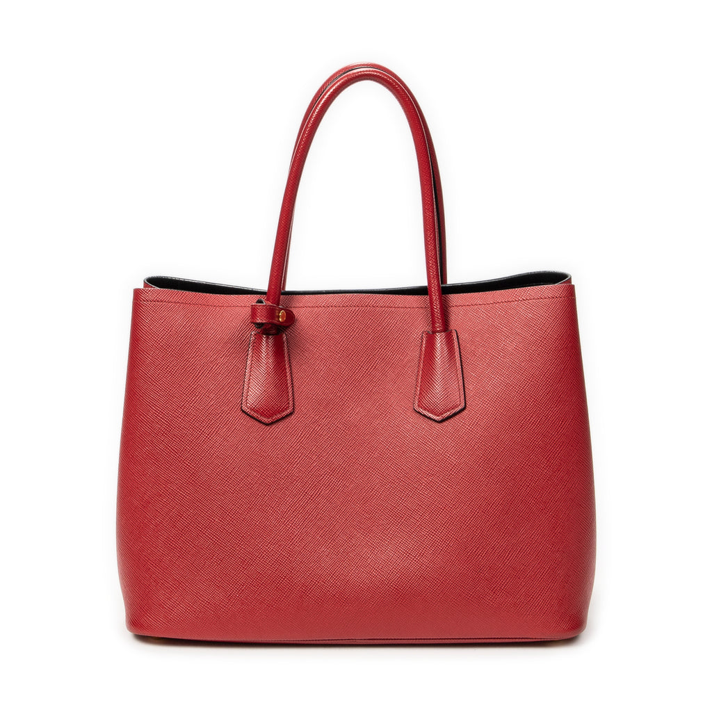 Shoulder Bag Cuir Double Handle Tote Red Saffiano Leather