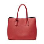 Shoulder Bag Cuir Double Handle Tote Red Saffiano Leather
