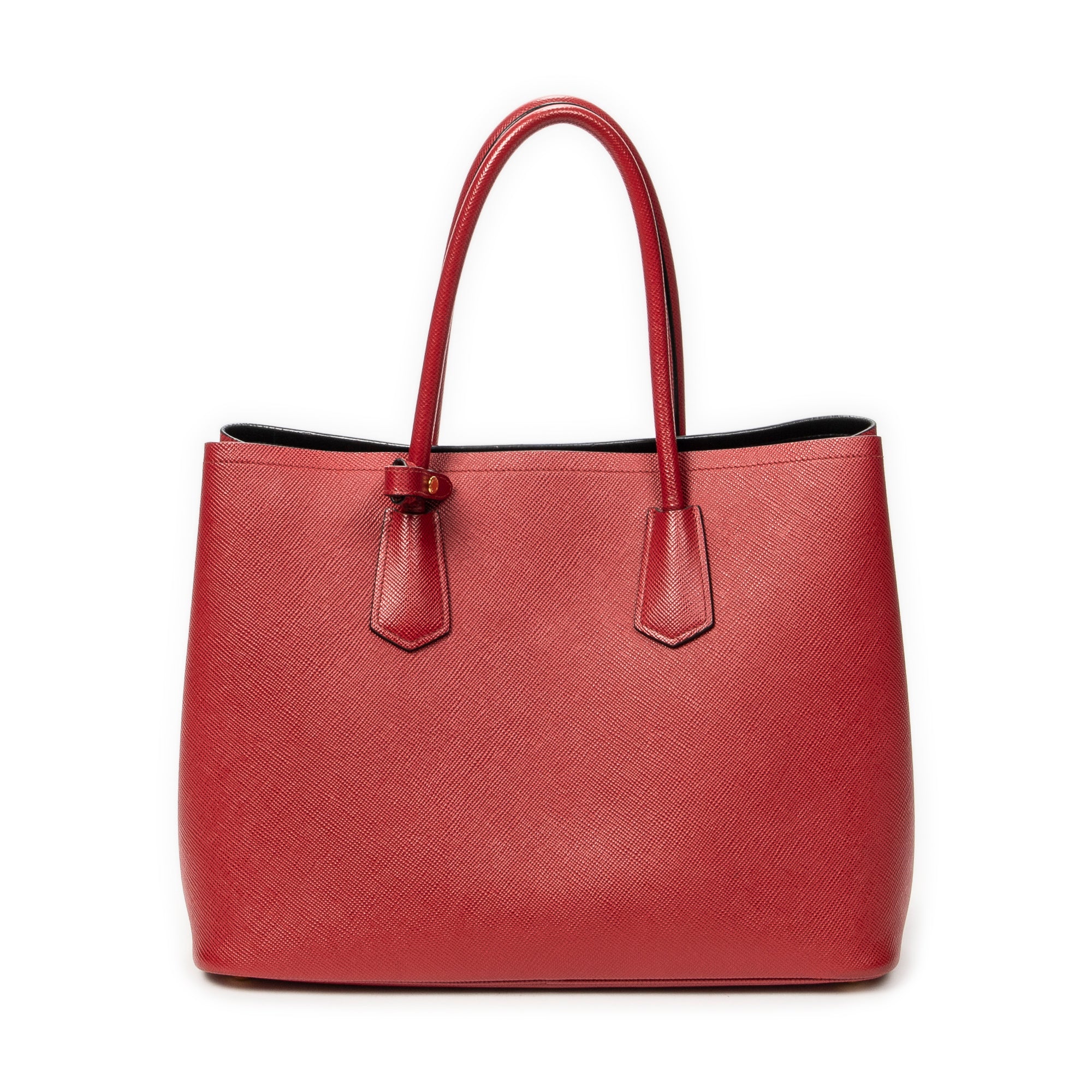 Shoulder Bag Cuir Double Handle Tote Red Saffiano Leather