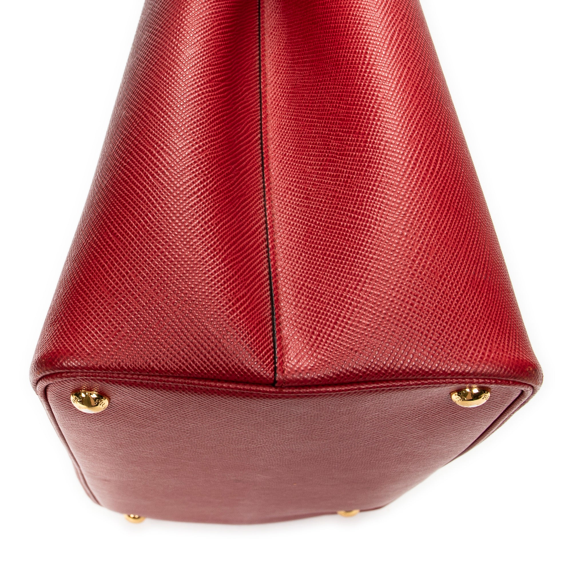 Shoulder Bag Cuir Double Handle Tote Red Saffiano Leather