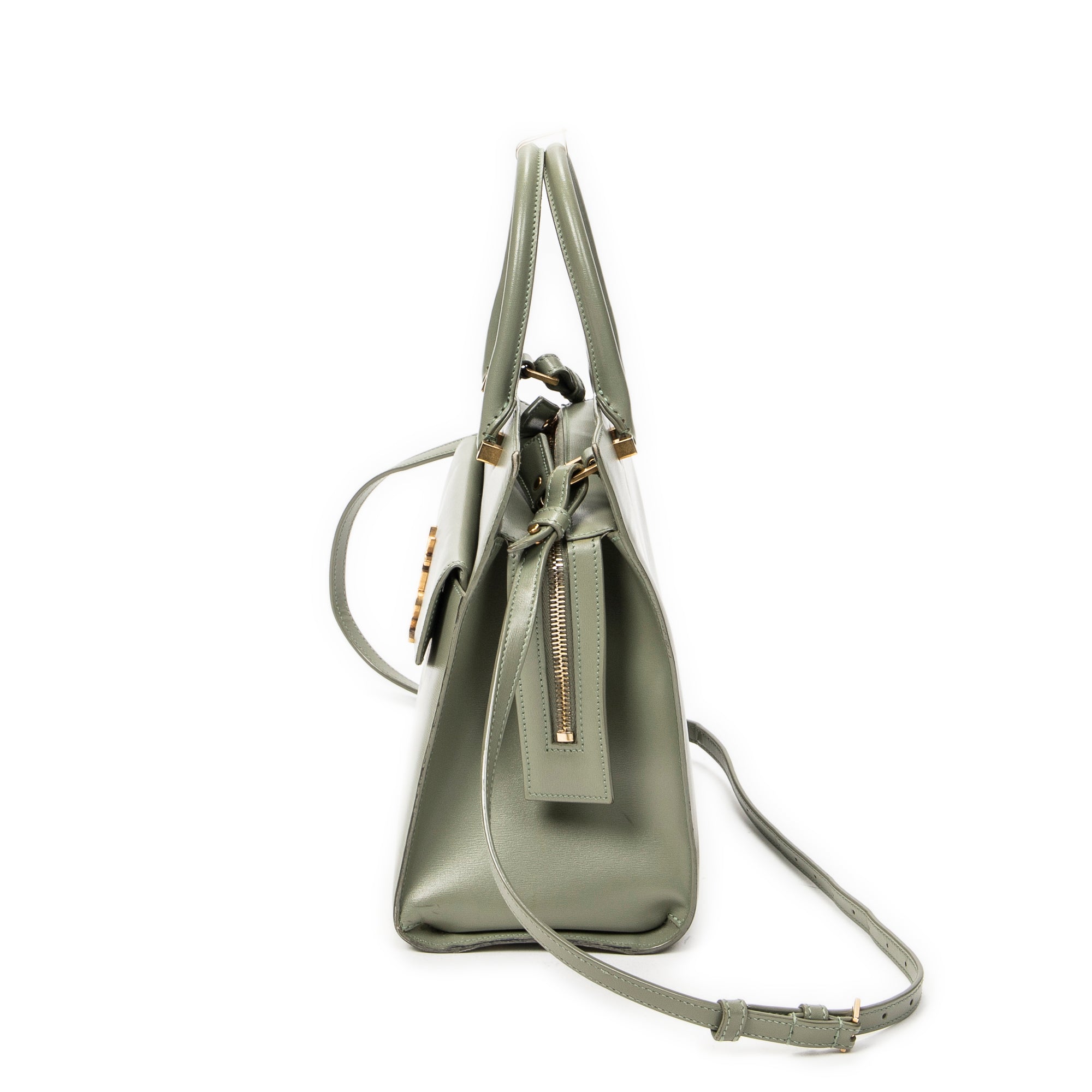 Shoulder Bag Small Uptown Tote Light Green Calfskin Leather