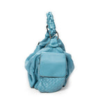 Shoulder Bag Cocker Hobo Blue Trimmed Intrecciato Leather