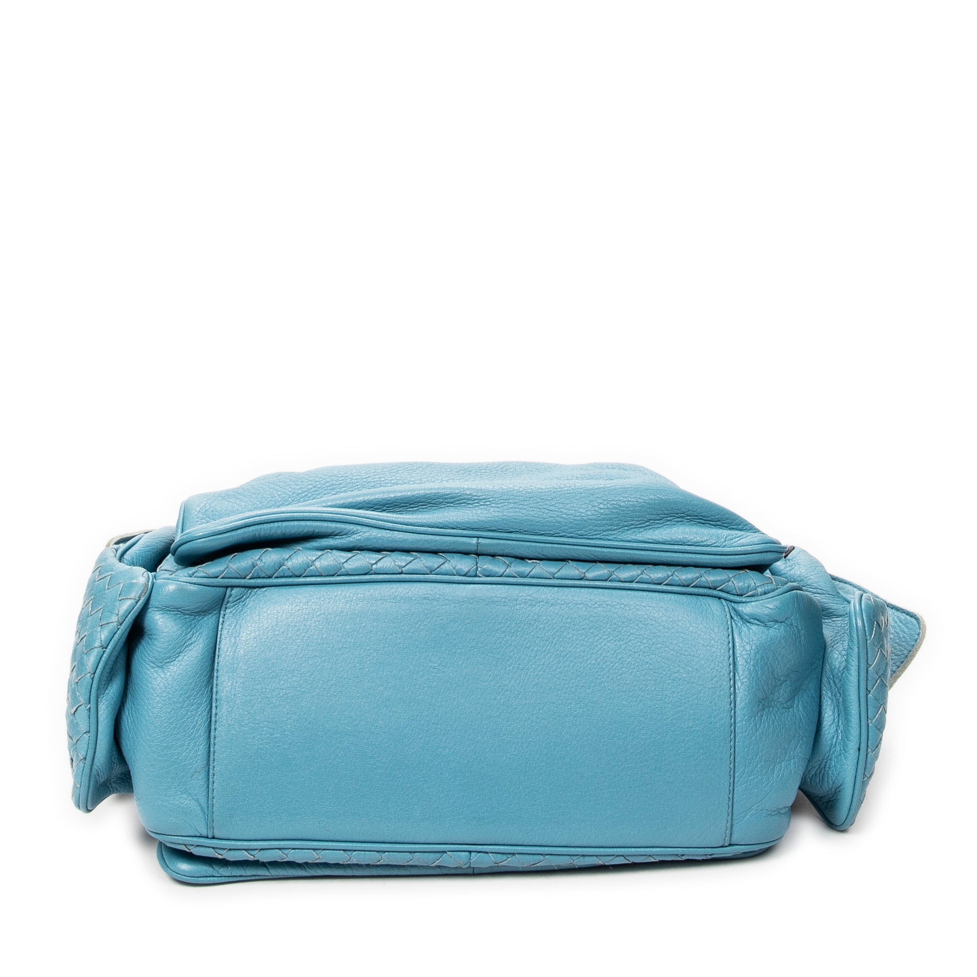 Shoulder Bag Cocker Hobo Blue Trimmed Intrecciato Leather