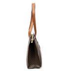 Shoulder Bag Zip Shopping Tote Brown Macadam Coated Canvas