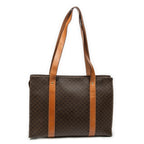 Shoulder Bag Zip Shopping Tote Brown Macadam Coated Canvas