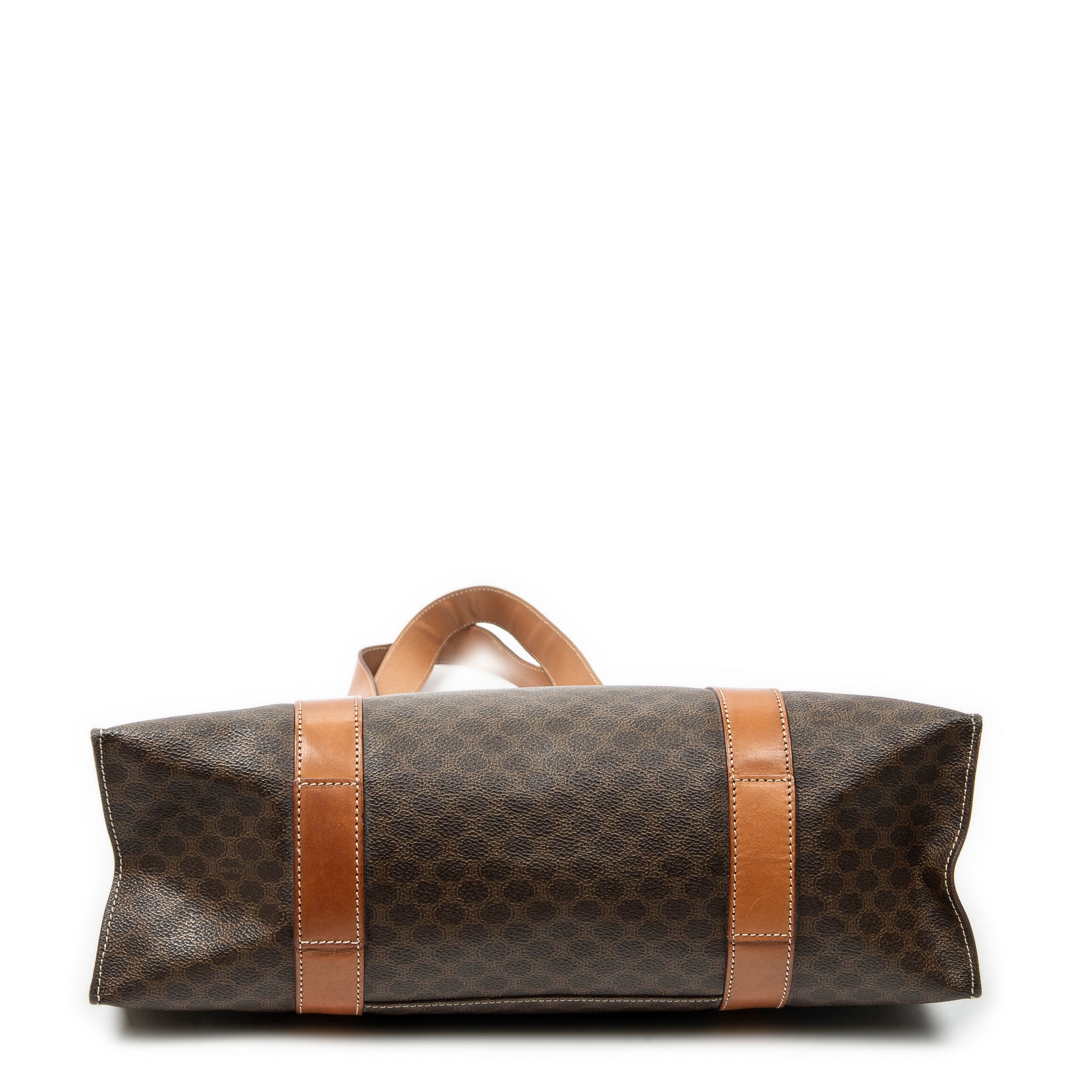 Shoulder Bag Zip Shopping Tote Brown Macadam Coated Canvas