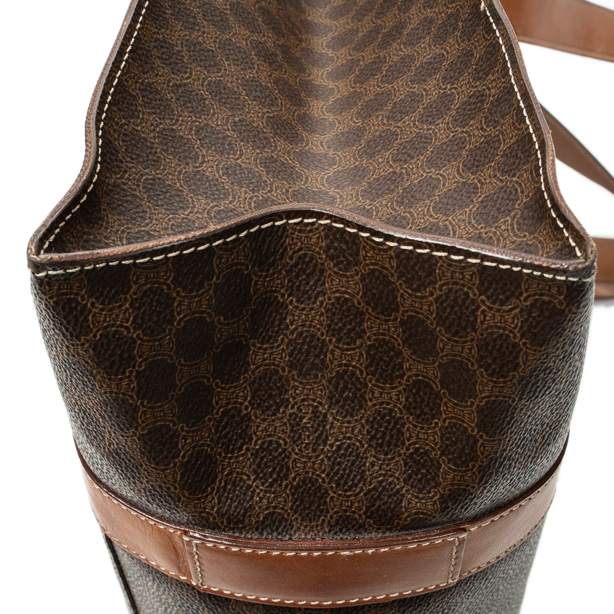 Shoulder Bag Zip Shopping Tote Brown Macadam Coated Canvas