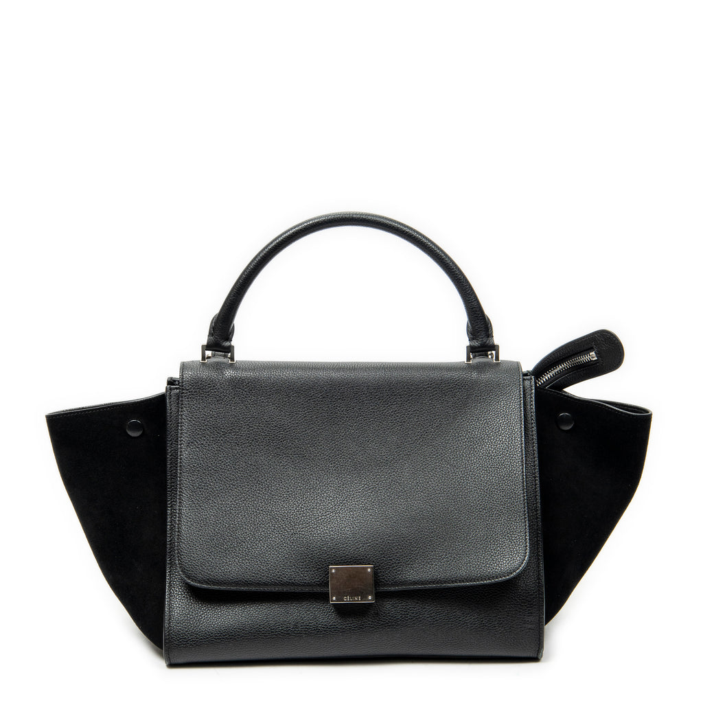 Shoulder Bag Medium Trapeze Black Grained Calfskin Leather