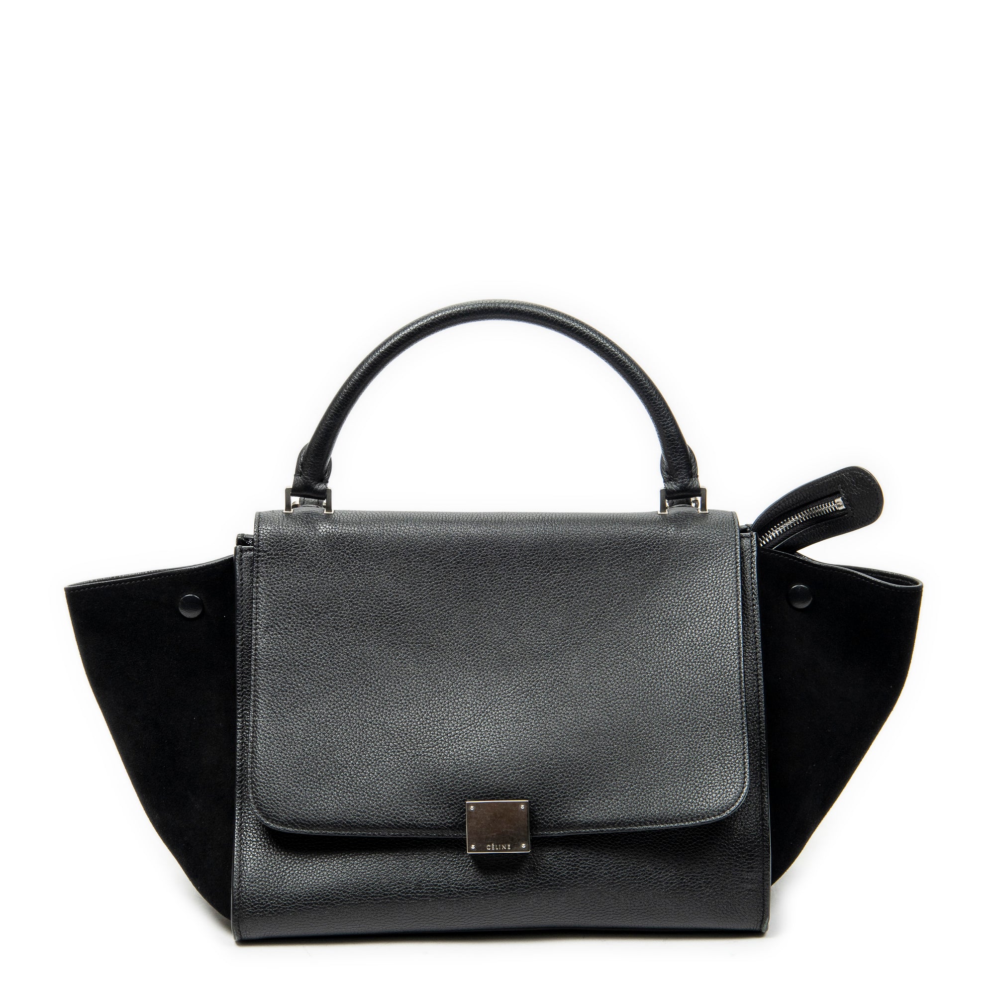 Shoulder Bag Medium Trapeze Black Grained Calfskin Leather