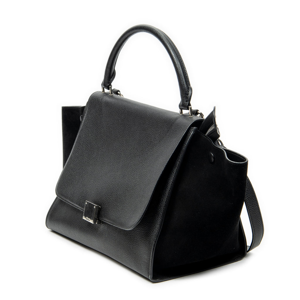 Shoulder Bag Medium Trapeze Black Grained Calfskin Leather