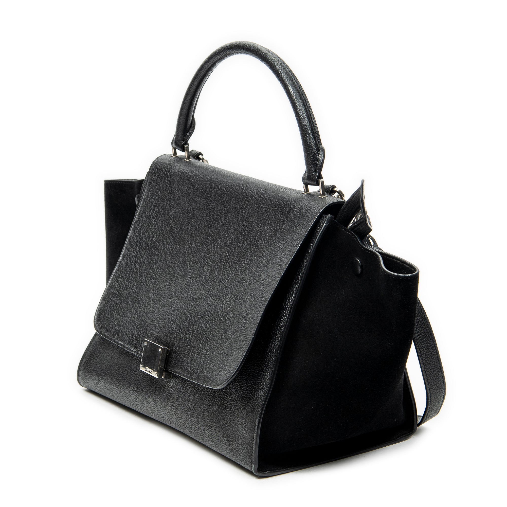 Shoulder Bag Medium Trapeze Black Grained Calfskin Leather