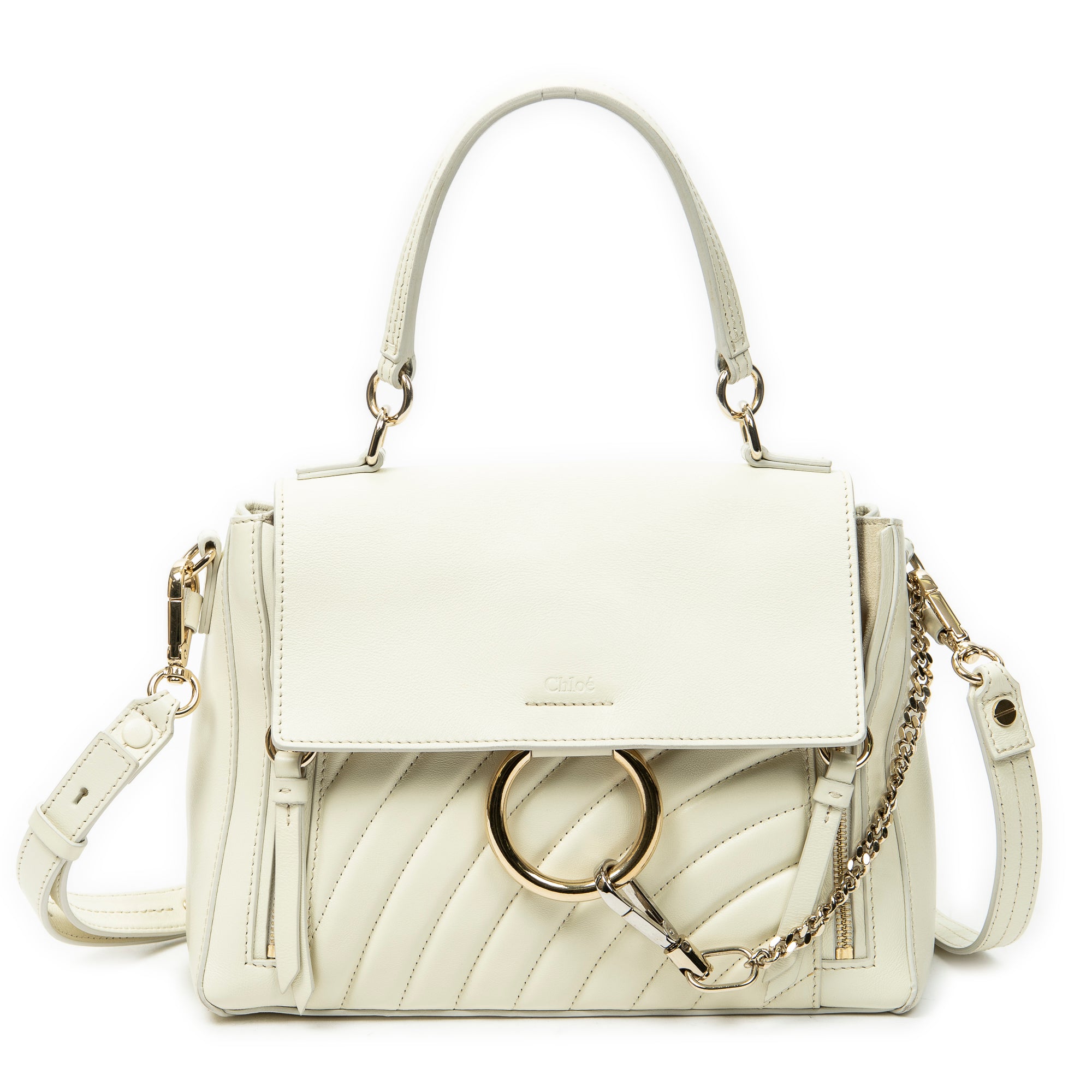 Shoulder Bag Small Faye Day Ivory Calfskin Leather