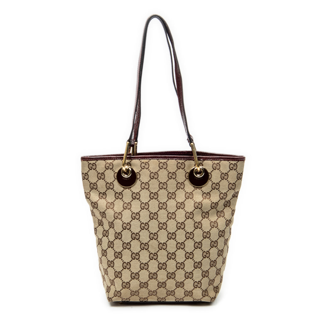 Shoulder Bag Small Eclipse Shopping Maroon Monogrammed Canvas