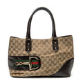 Shoulder Bag Medium Web Hasler Tote Brown Monogrammed Canvas