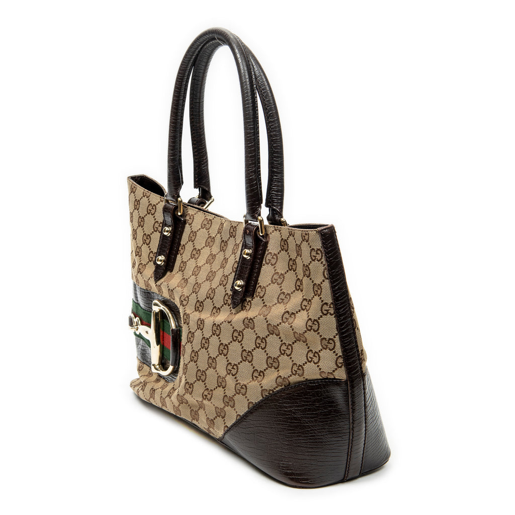 Shoulder Bag Medium Web Hasler Tote Brown Monogrammed Canvas