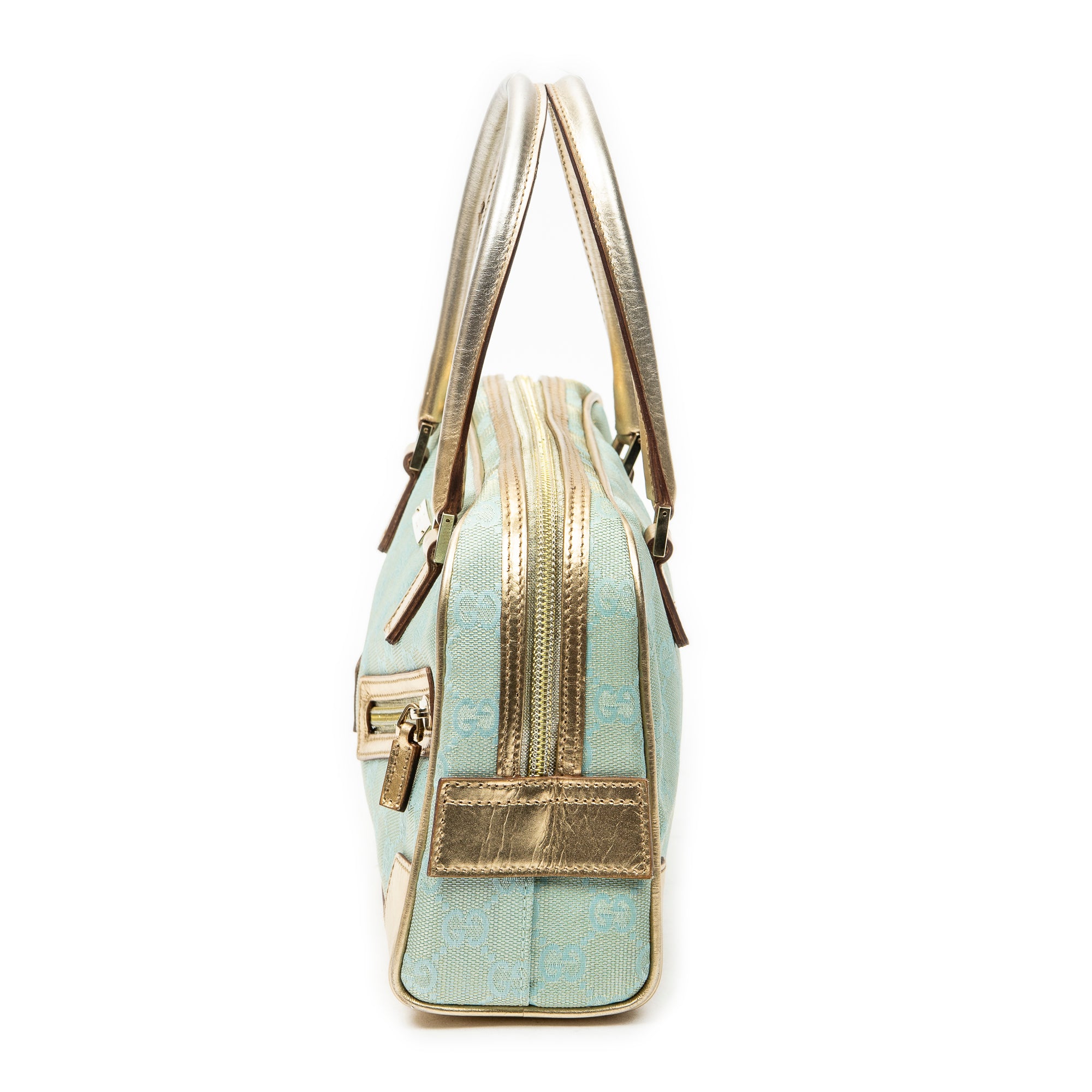 Handbag Mini Boston Light Blue Monogrammed Canvas
