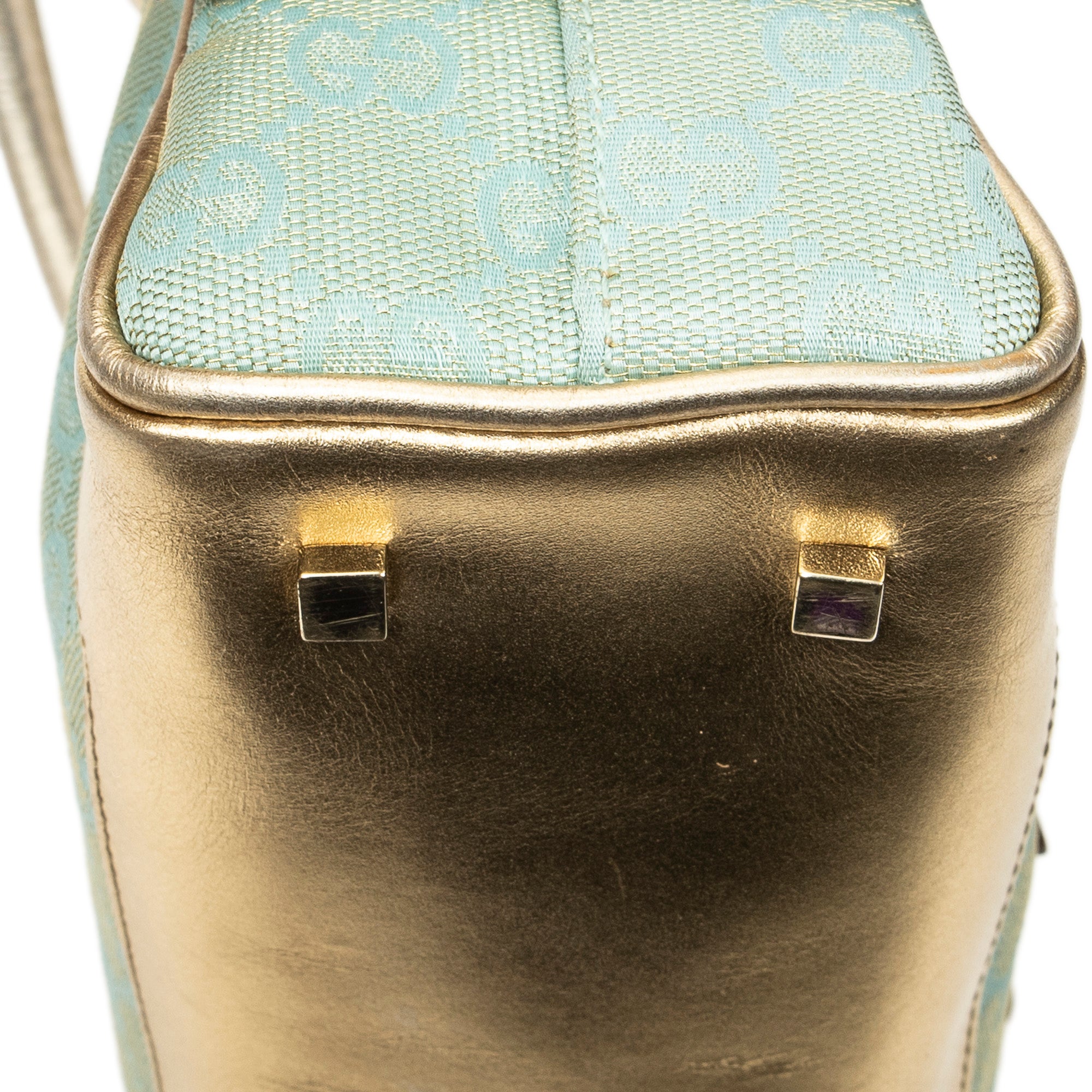 Handbag Mini Boston Light Blue Monogrammed Canvas